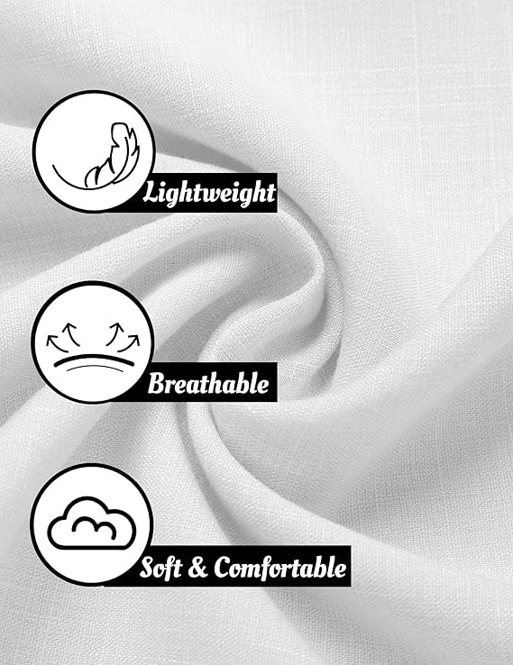Men's Linen Shirts Short Sleeve Casual Shirts Button Down Shirt for Men Beach Summer Wedding Shirt