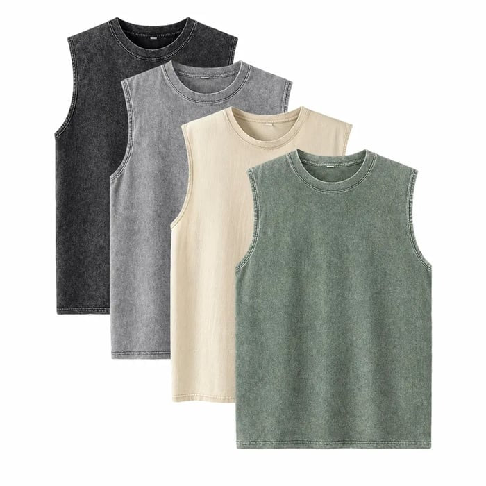 1/4 Pack Men's Oversized Tshirts Sports Vintage Heavy Cotton Tshirt Washed Loose Fit Athletic Tee Sleeveless Vest