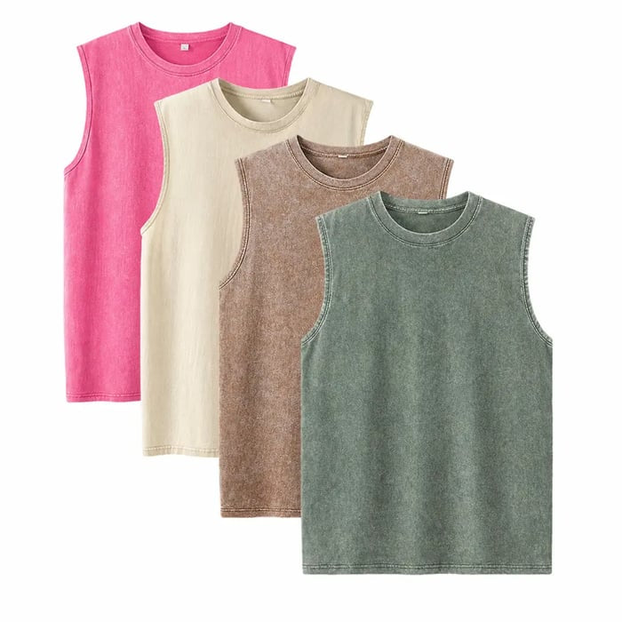 1/4 Pack Men's Oversized Tshirts Sports Vintage Heavy Cotton Tshirt Washed Loose Fit Athletic Tee Sleeveless Vest