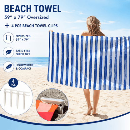 🌊 Quick-Drying Microfiber Beach Towel – Ultra-Light Sand-Free Travel Towel Whit Beach Clip