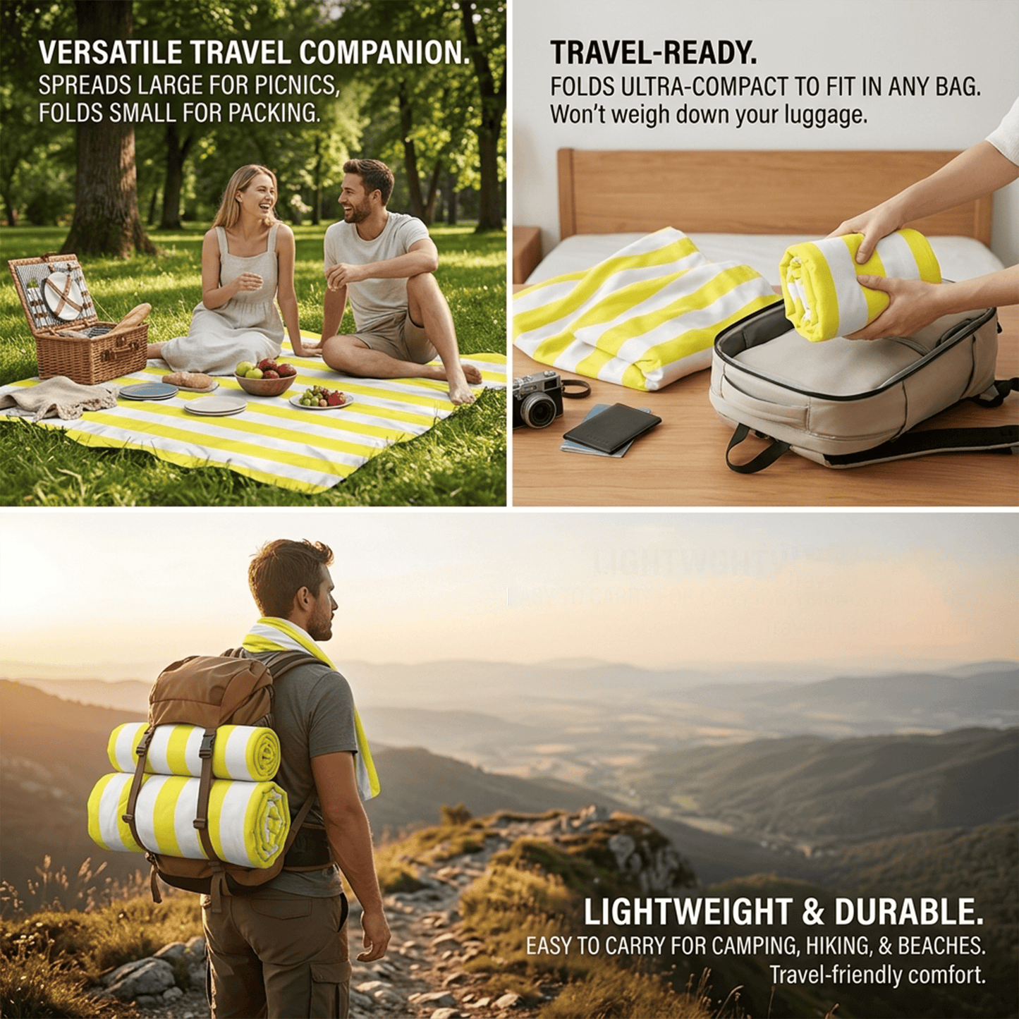 🌊 Quick-Drying Microfiber Beach Towel – Ultra-Light Sand-Free Travel Towel Whit Beach Clip
