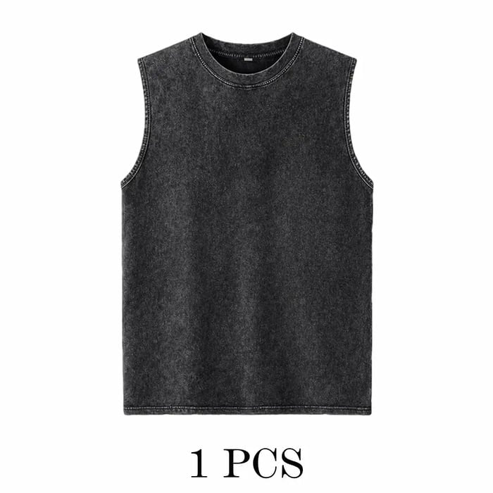1/4 Pack Men's Oversized Tshirts Sports Vintage Heavy Cotton Tshirt Washed Loose Fit Athletic Tee Sleeveless Vest