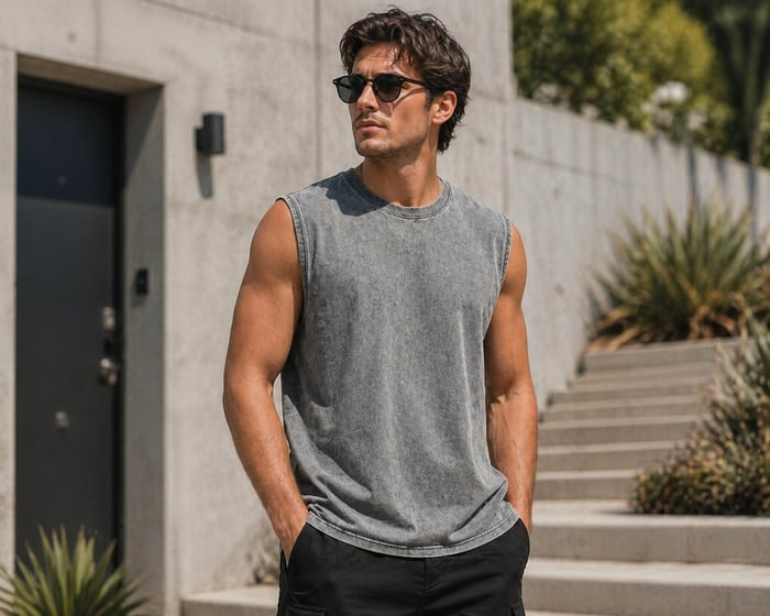 1/4 Pack Men's Oversized Tshirts Sports Vintage Heavy Cotton Tshirt Washed Loose Fit Athletic Tee Sleeveless Vest