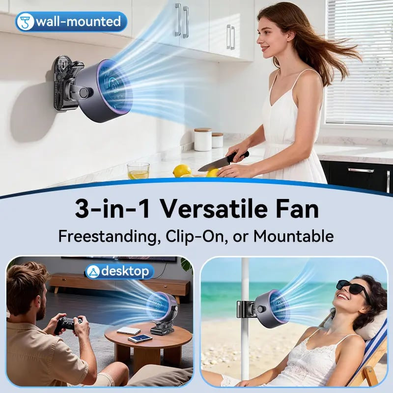 4000mAh Rechargeable Portable Clip on Fan-100-Speed Touch Control