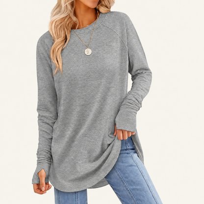 Women's Long Sleeve Tunic Top with Thumb Holes