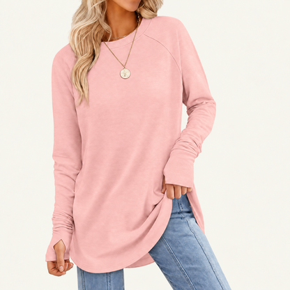 Women's Long Sleeve Tunic Top with Thumb Holes