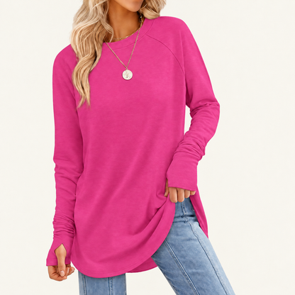 Women's Long Sleeve Tunic Top with Thumb Holes