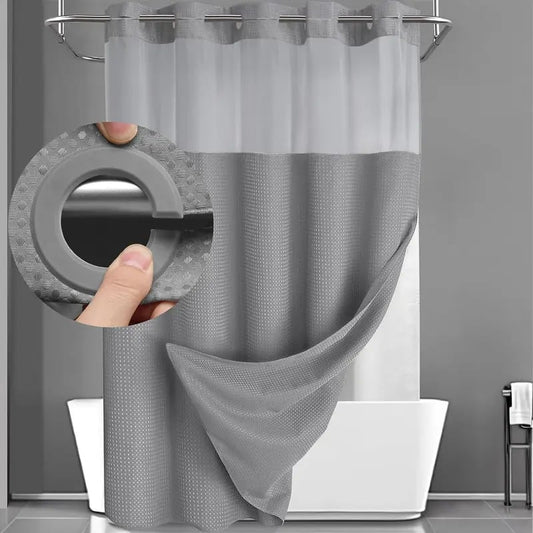 No Hook Shower Curtain with Snap in Liner- Free Shipping
