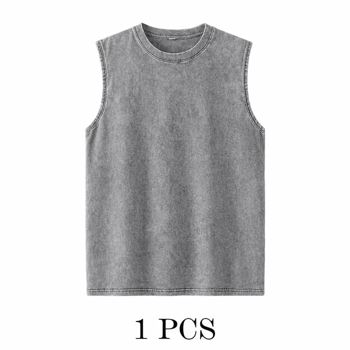 1/4 Pack Men's Oversized Tshirts Sports Vintage Heavy Cotton Tshirt Washed Loose Fit Athletic Tee Sleeveless Vest