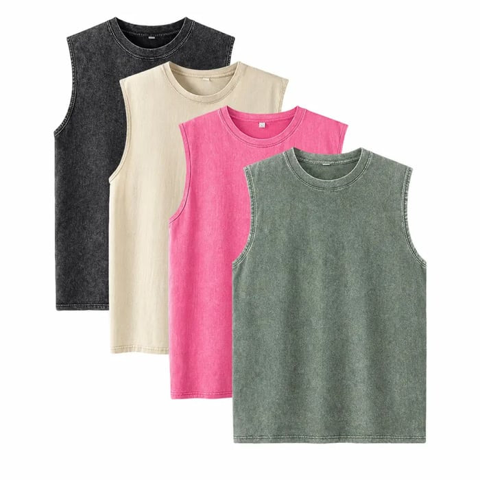 1/4 Pack Men's Oversized Tshirts Sports Vintage Heavy Cotton Tshirt Washed Loose Fit Athletic Tee Sleeveless Vest