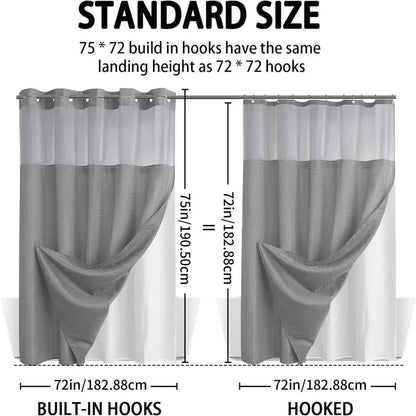 No Hook Shower Curtain with Snap in Liner