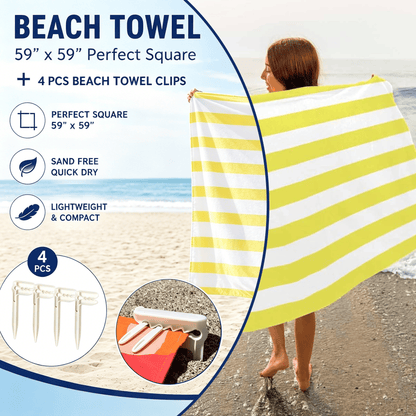 🌊 Quick-Drying Microfiber Beach Towel – Ultra-Light Sand-Free Travel Towel Whit Beach Clip