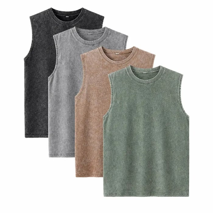 1/4 Pack Men's Oversized Tshirts Sports Vintage Heavy Cotton Tshirt Washed Loose Fit Athletic Tee Sleeveless Vest