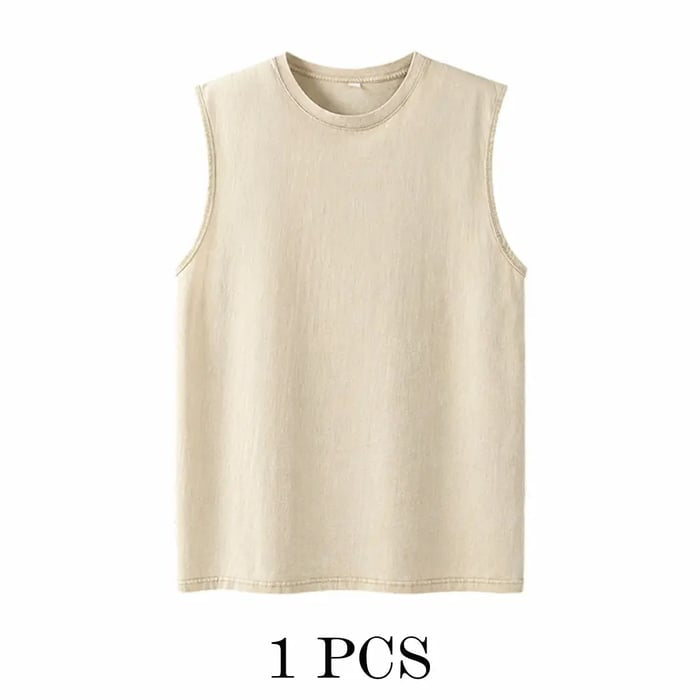 1/4 Pack Men's Oversized Tshirts Sports Vintage Heavy Cotton Tshirt Washed Loose Fit Athletic Tee Sleeveless Vest