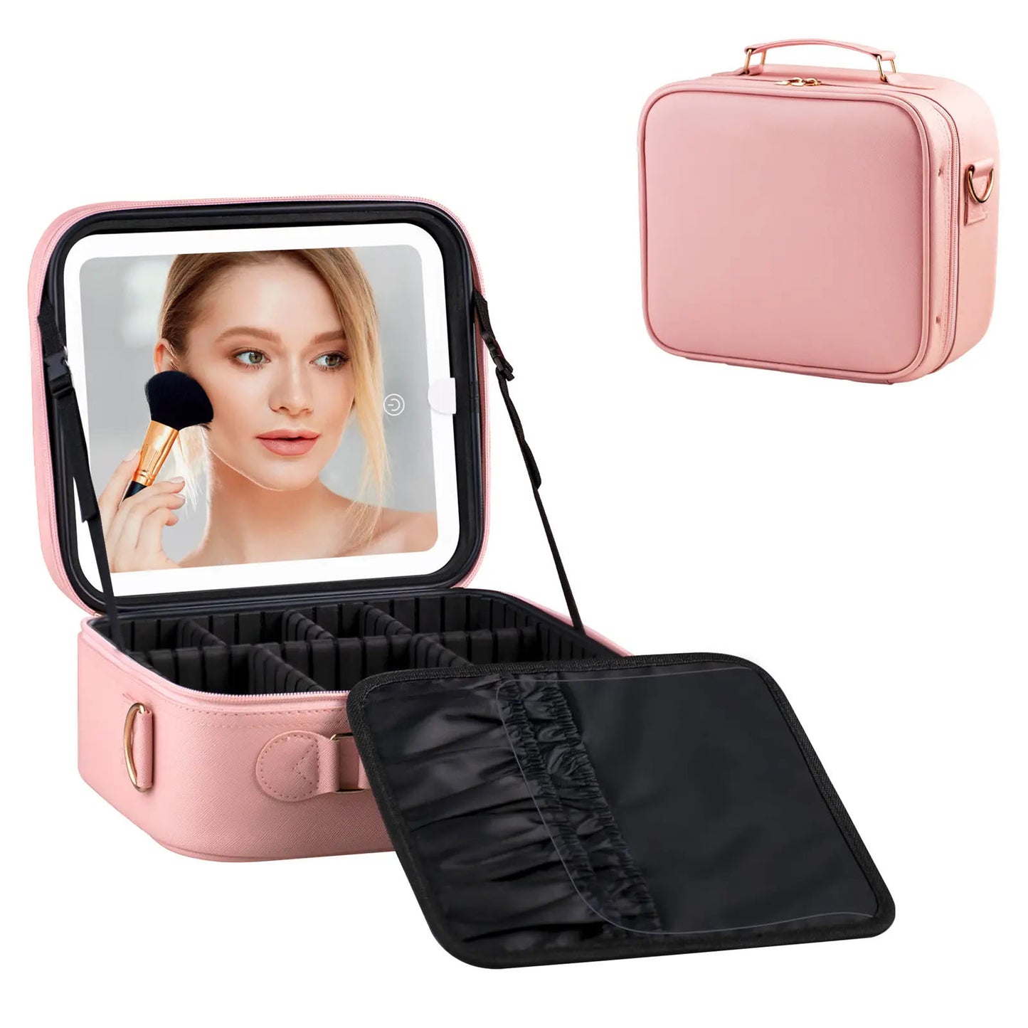 👜 Portable Makeup Case with LED Mirror