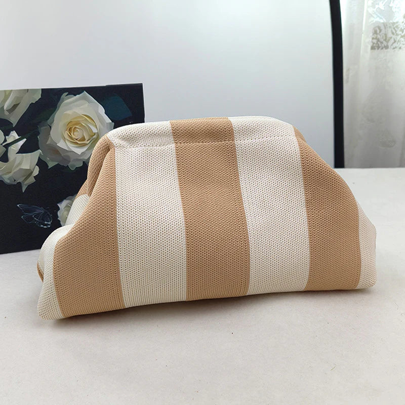 👜 Your New Go-To | Women's Striped Cloud Handbag Pleated Lightweight Tote Bag ✨