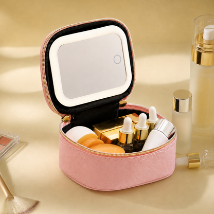 ✨ Mini Makeup Bag with LED Mirror 💄
