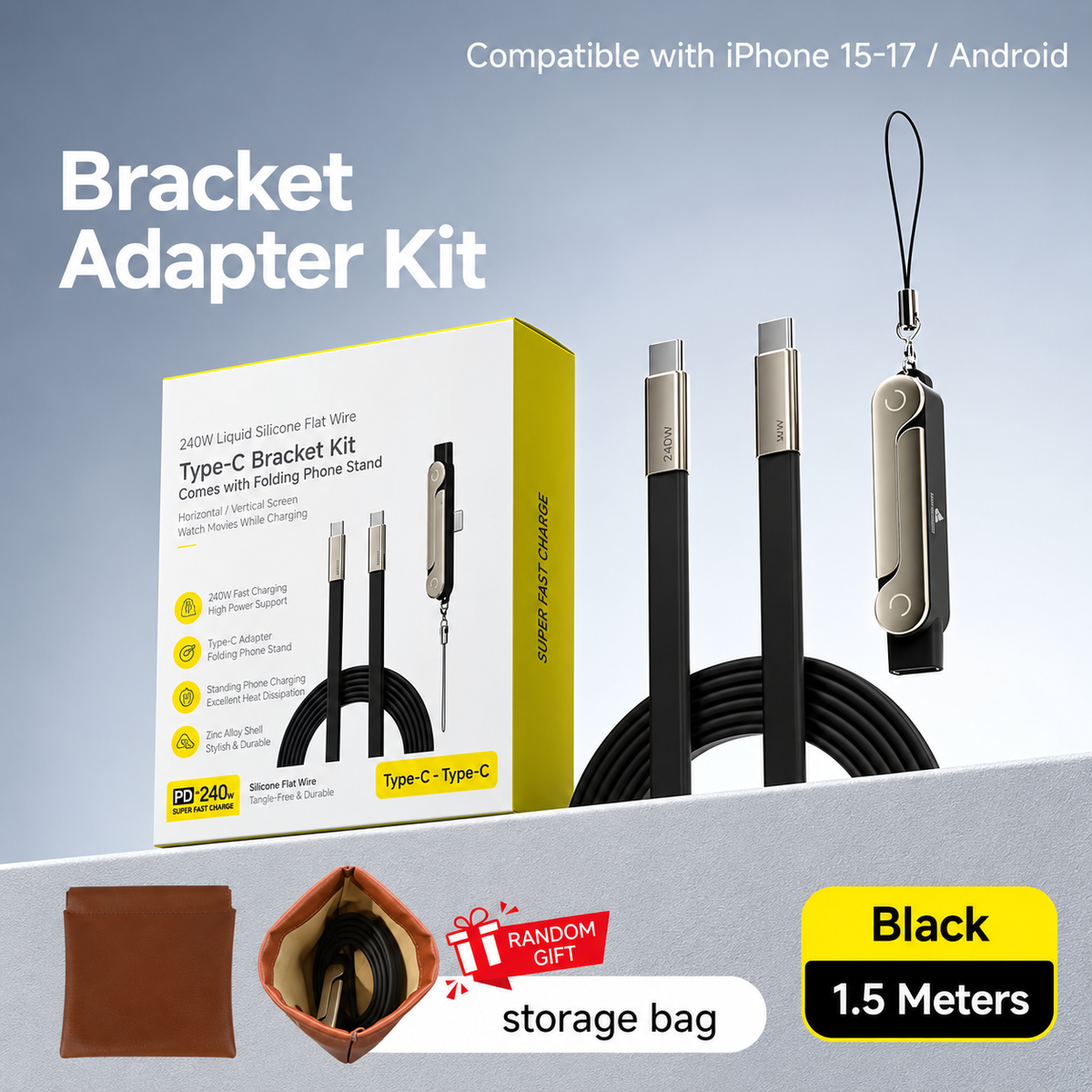 240W 2-in-1 USB-C Fast Charging Cable