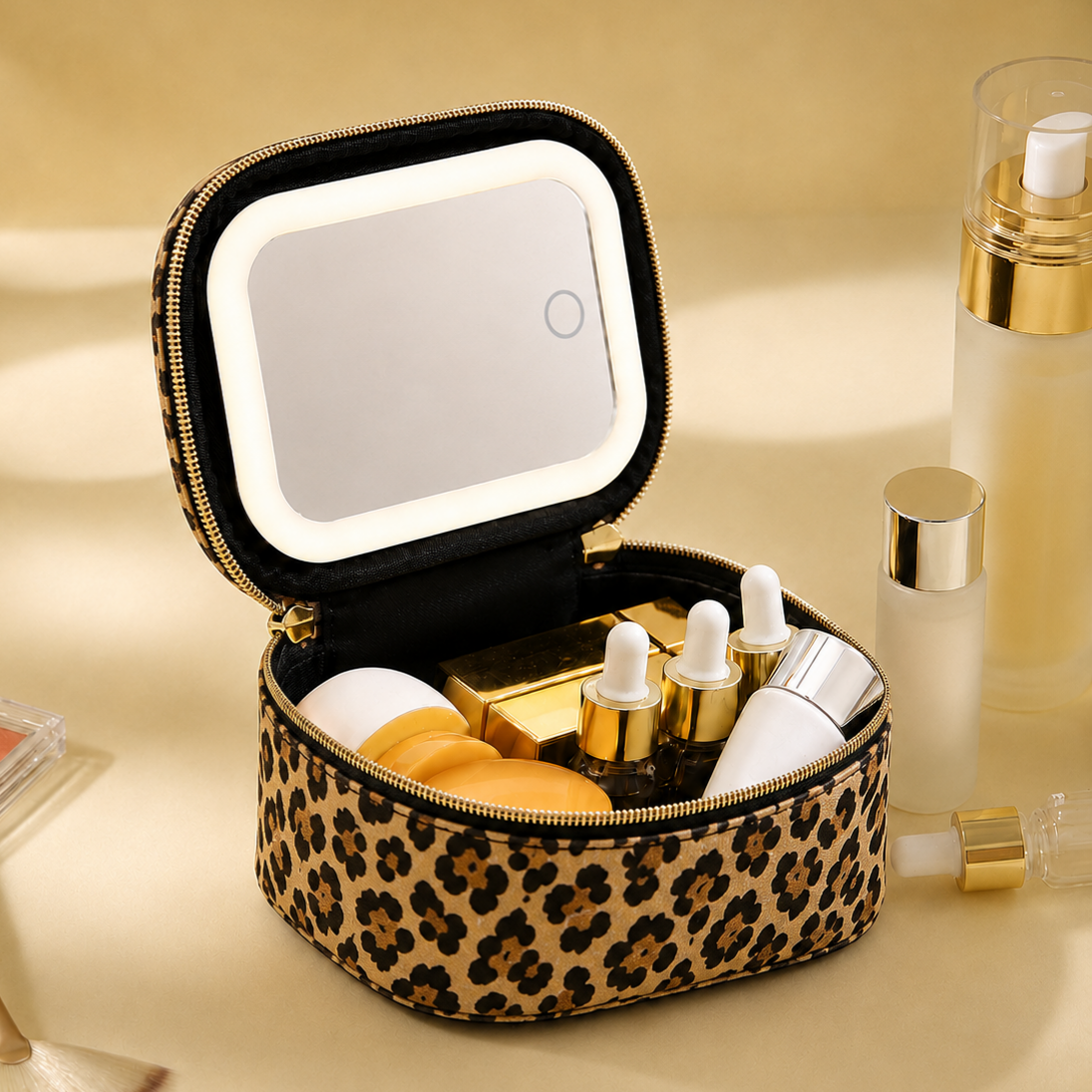 ✨ Mini Makeup Bag with LED Mirror 💄