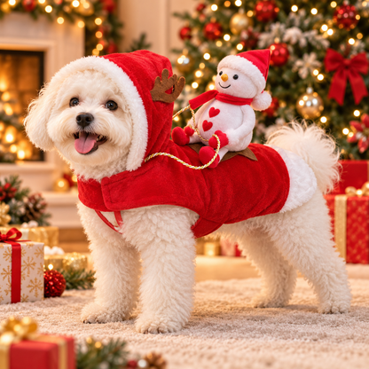 3D Santa Rider Dog Christmas Costume – Soft Fleece Reindeer Outfit