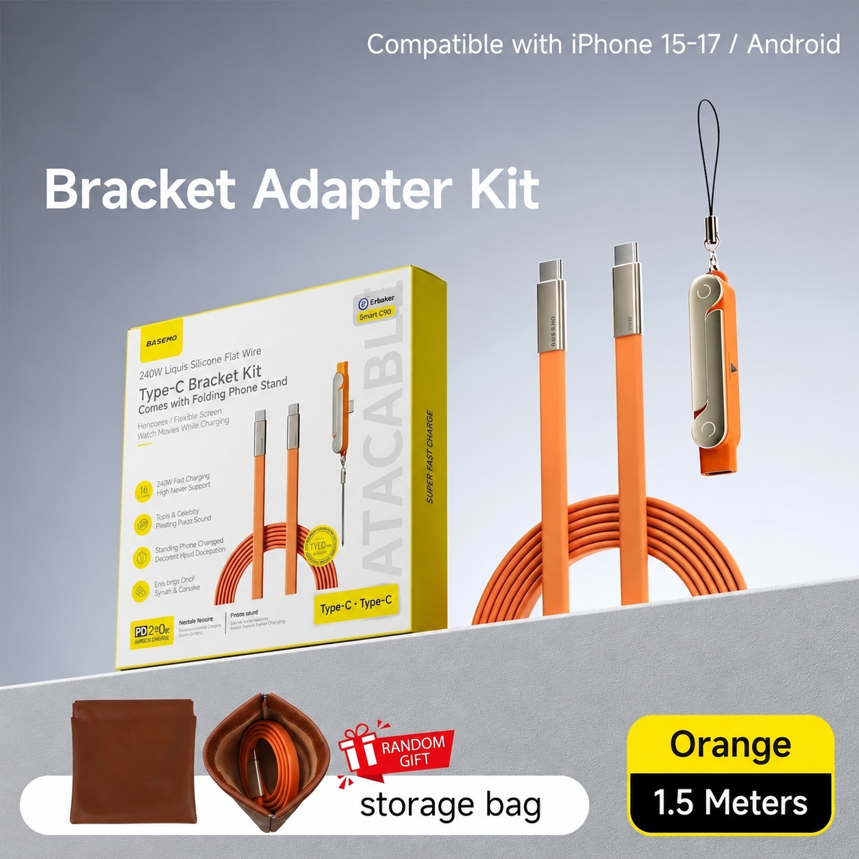 240W 2-in-1 USB-C Fast Charging Cable