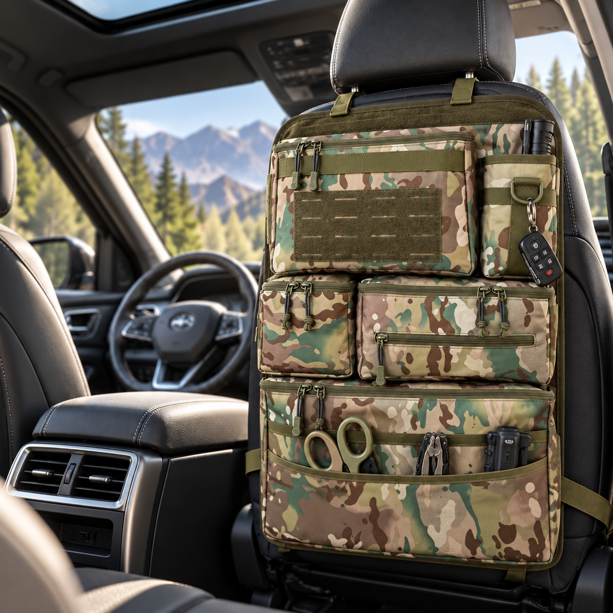 Tactical Car Seat Back Organizer – Multi-Pocket Storage