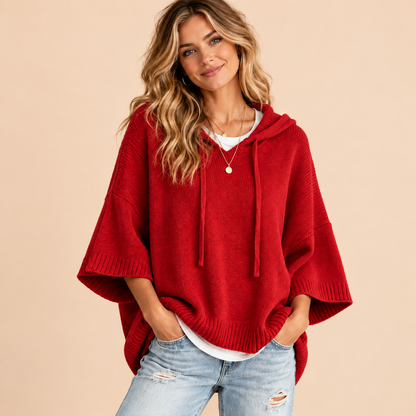 Women's Oversized Knit Hoodie – Cozy Relaxed Fit Sweater