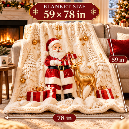Cozy Christmas Sherpa Throw Blanket