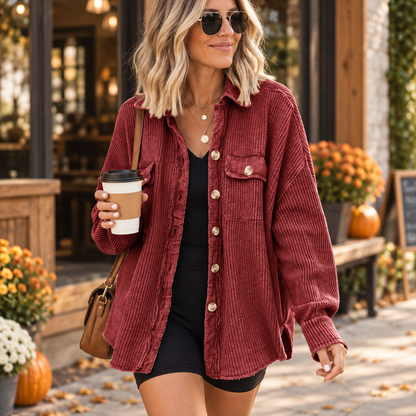 Women's Relaxed Waffle Knit Shacket