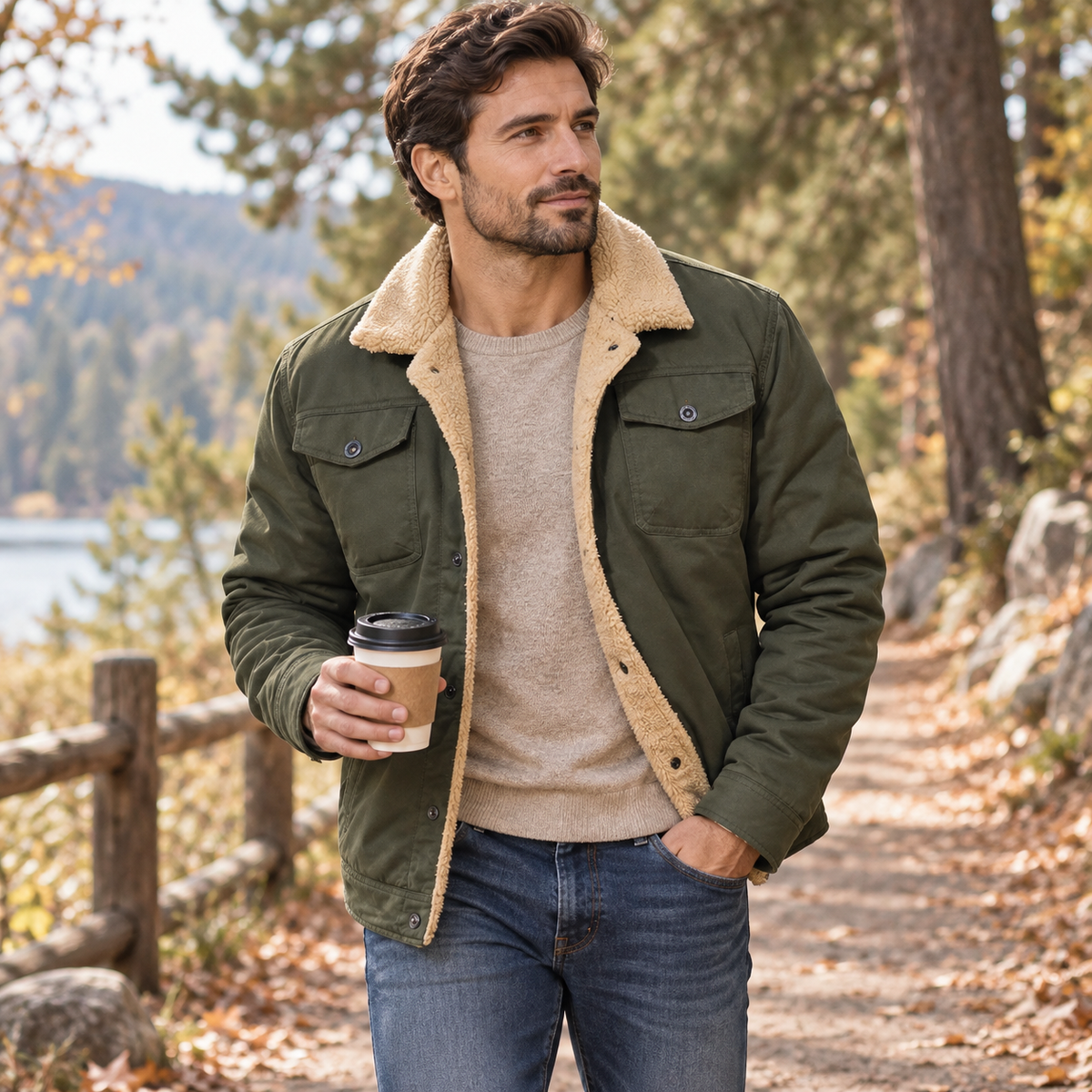 Men’s Sherpa-Lined Trucker Jacket