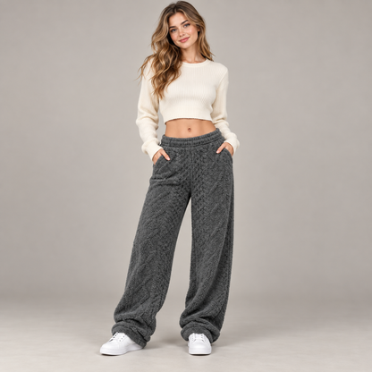 Women’s Cozy Cable-Knit Wide-Leg Pants