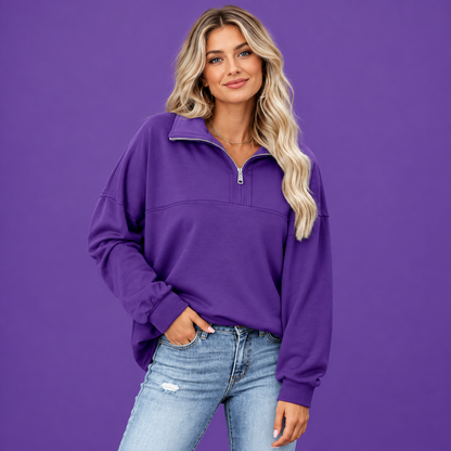 Women’s Oversized Waffle Knit Half-Zip Pullover