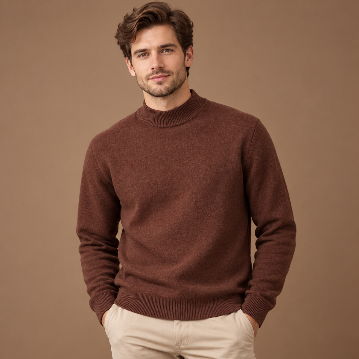 Men’s Classic Mock Neck Knit Sweater