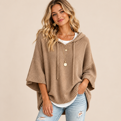 Women's Oversized Knit Hoodie – Cozy Relaxed Fit Sweater