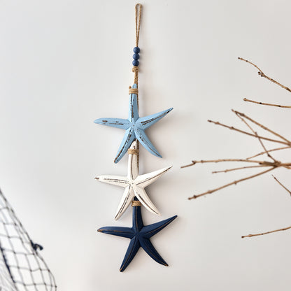 🌊 Coastal Serenity | Mediterranean Distressed Starfish & Fish Hanging Rope Wall Ornaments ✨