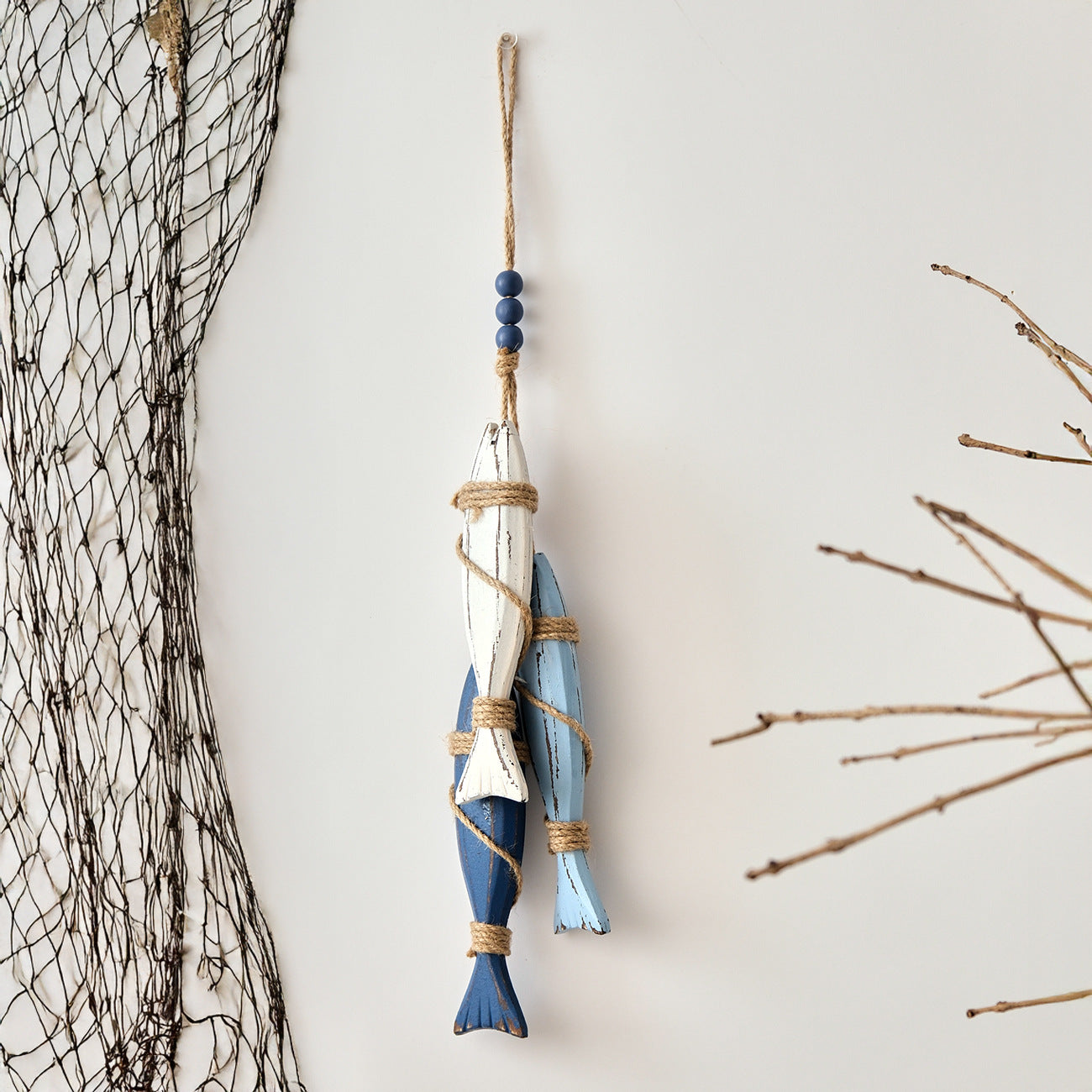 🌊 Coastal Serenity | Mediterranean Distressed Starfish & Fish Hanging Rope Wall Ornaments ✨