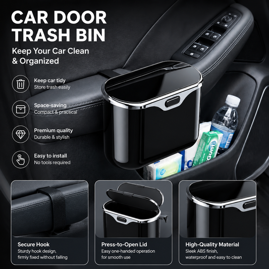 Compact Car Door Trash Can