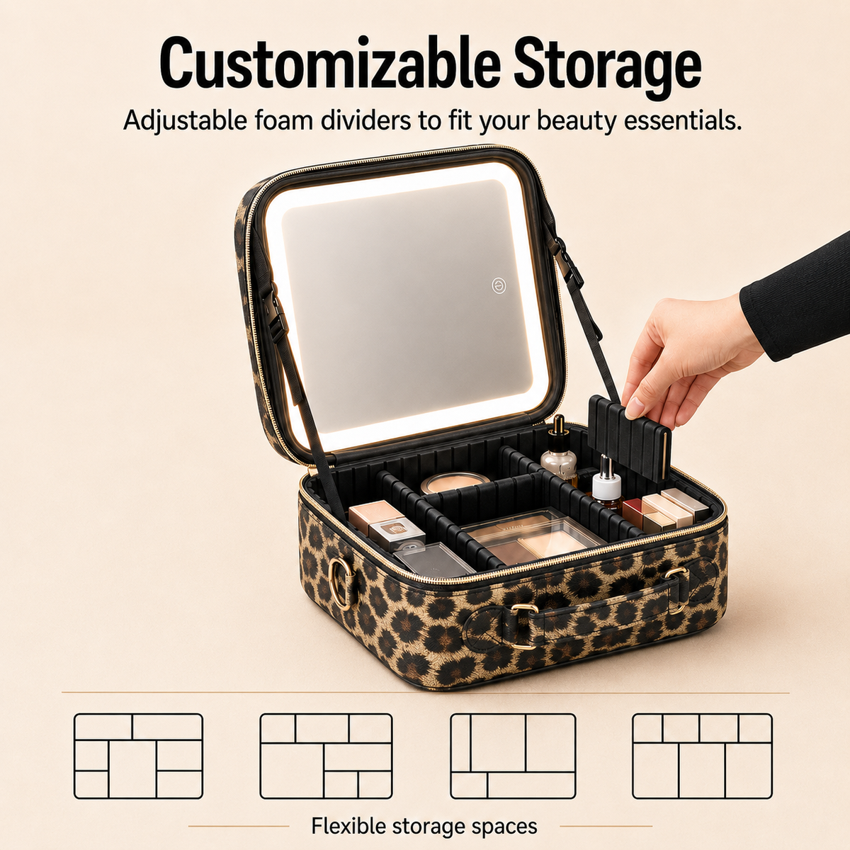 👜 Portable Makeup Case with LED Mirror