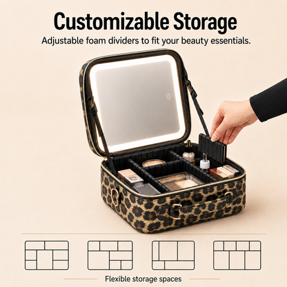 👜 Portable Makeup Case with LED Mirror