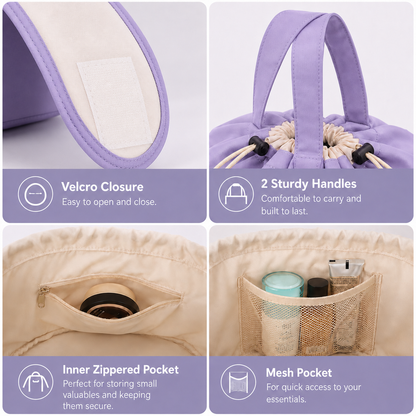✨ Large Drawstring Makeup Bag 💄 Travel Cosmetic Organizer
