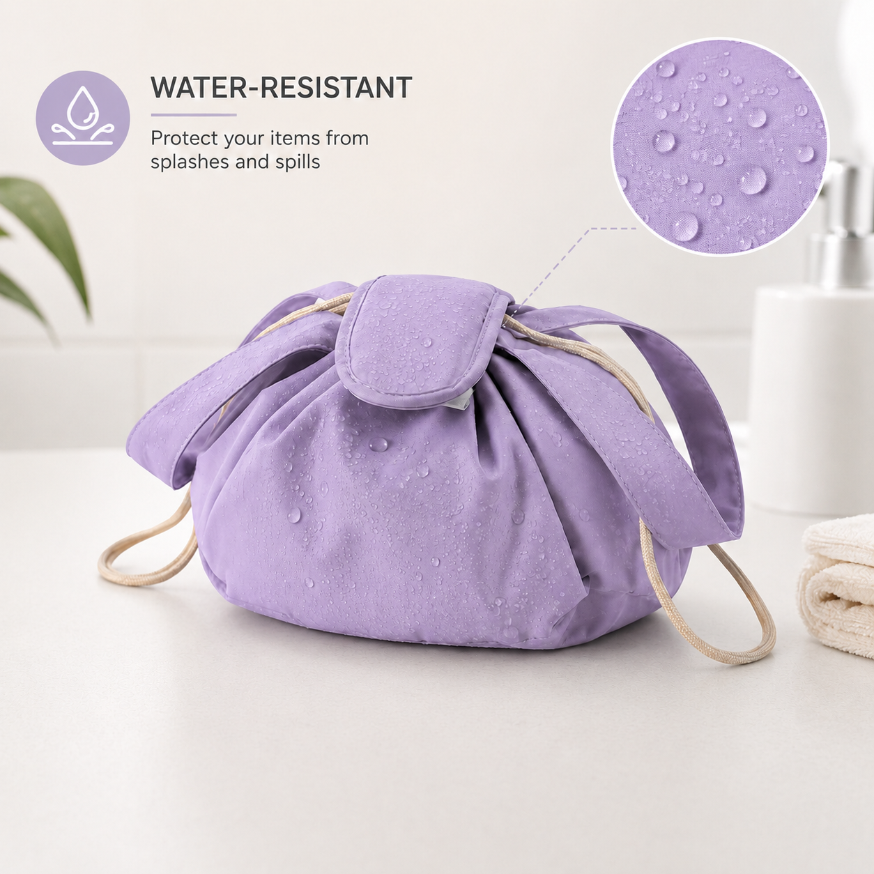 ✨ Large Drawstring Makeup Bag 💄 Travel Cosmetic Organizer