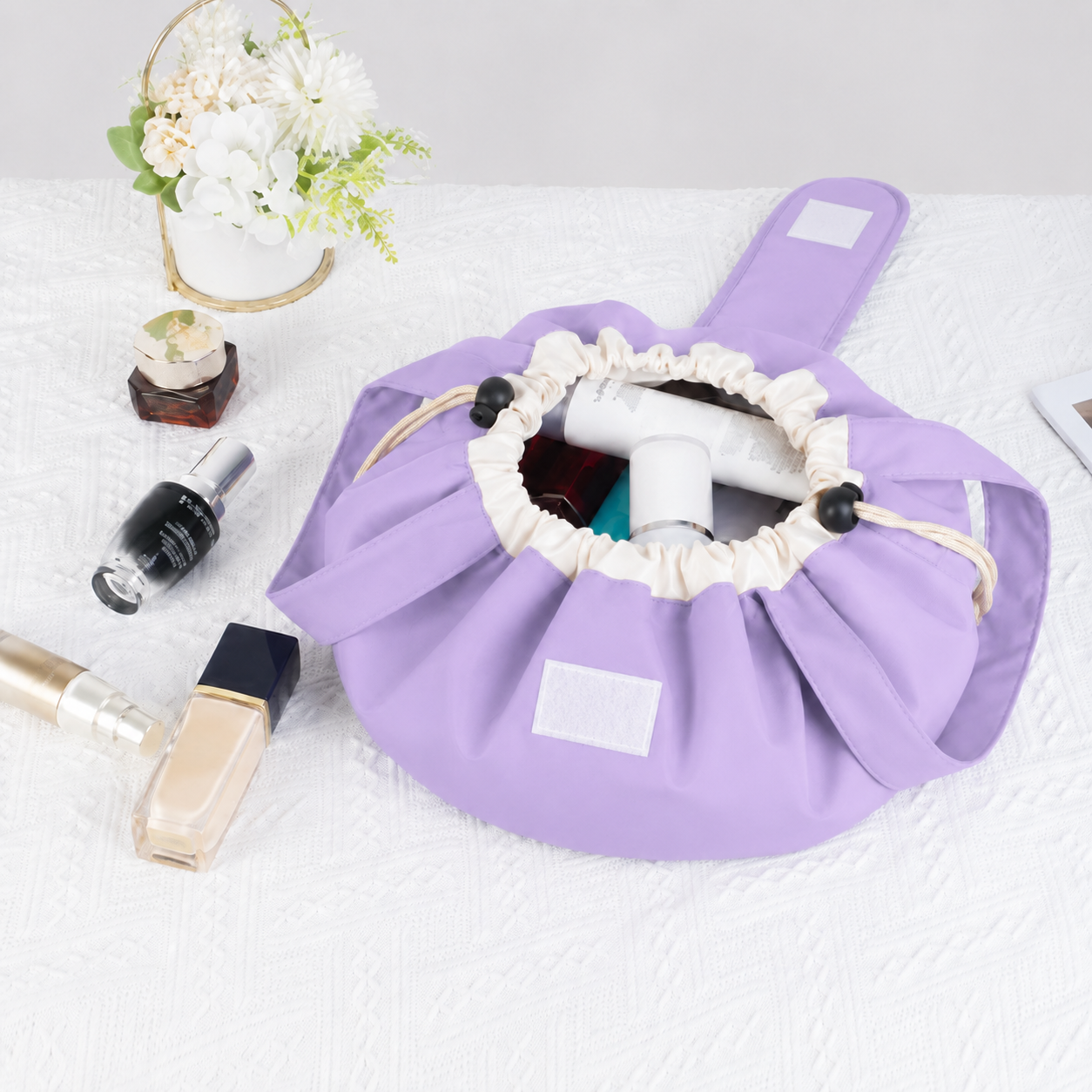 ✨ Large Drawstring Makeup Bag 💄 Travel Cosmetic Organizer